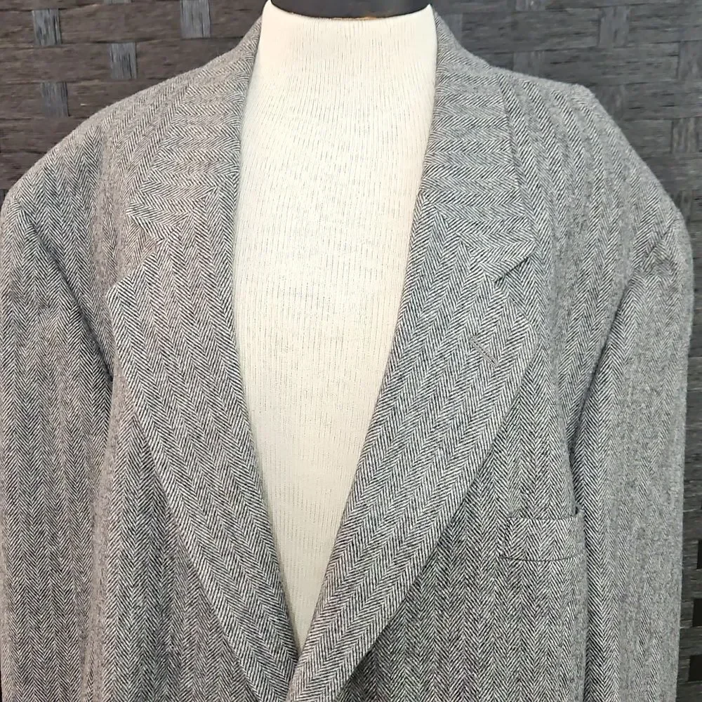 Gianfranco Ruffini Men's Camel Hair Gray Herringbone Blazer 52R
